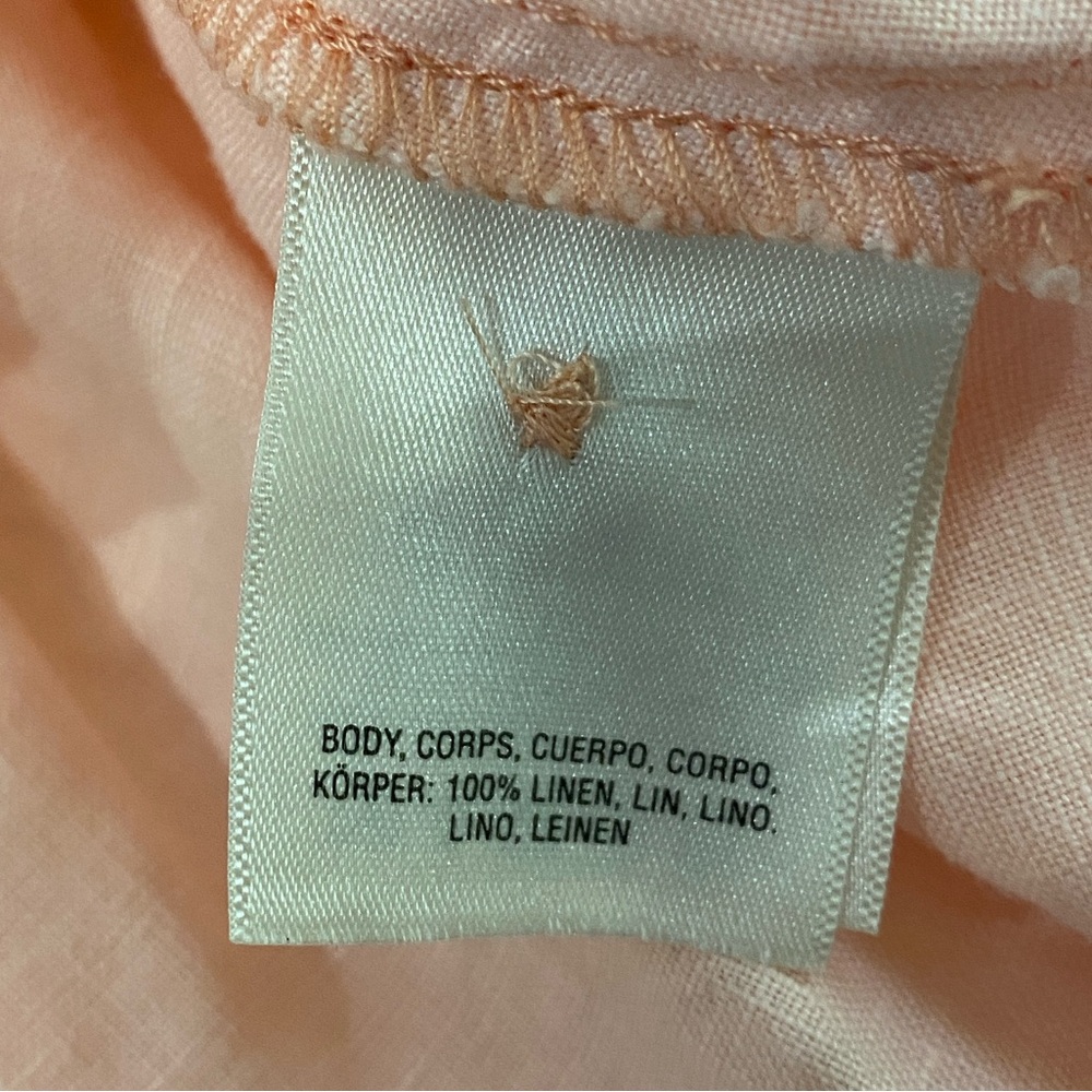 HOLDING HORSES Anthropologie McKenzie Peach 100% Linen Peplum Button Up Top XS - Picture 5 of 9